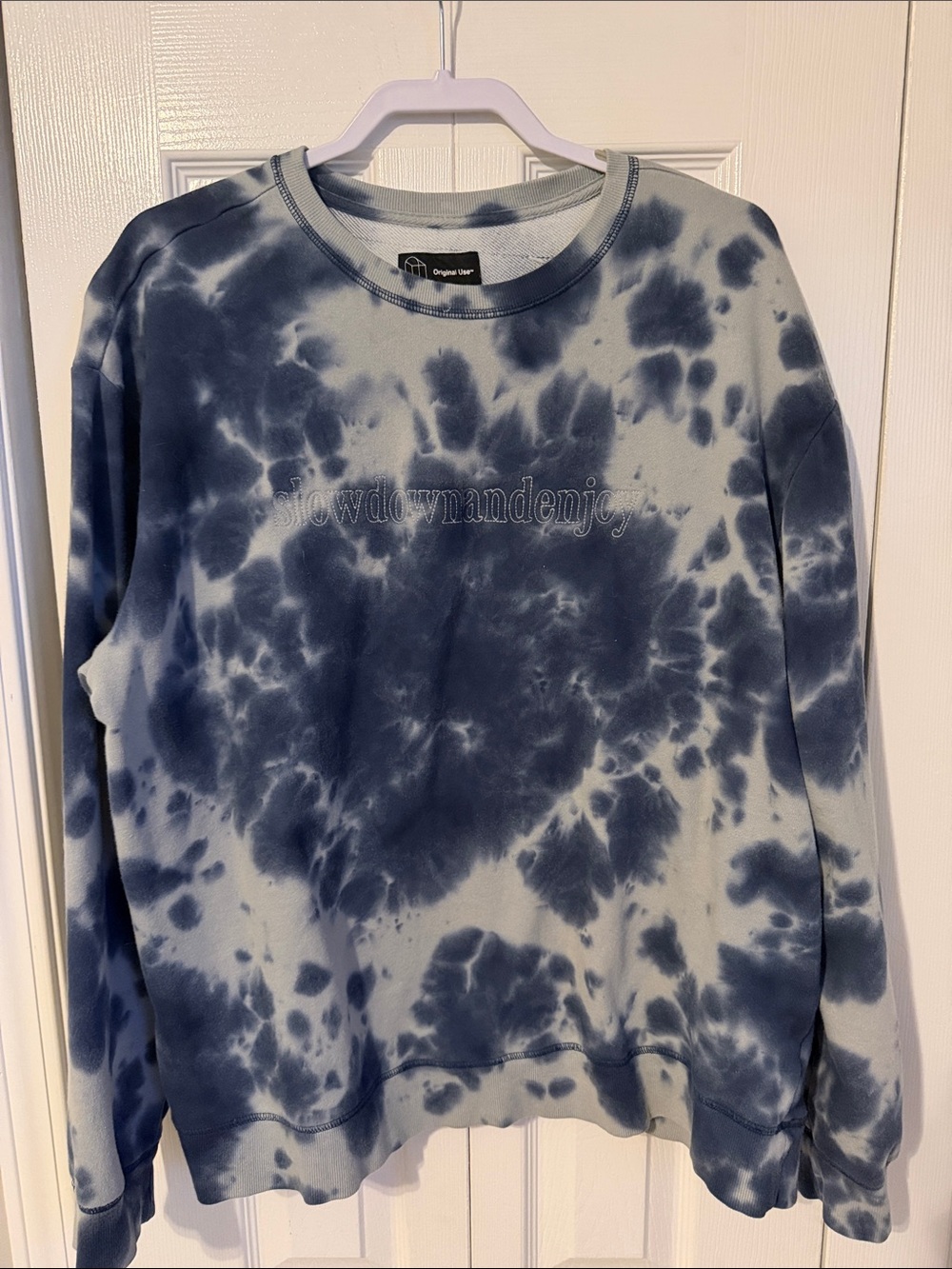 Slow Down and Enjoy Tie-Dye Blue Crewneck Sweatshirt